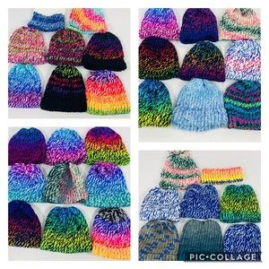 Lot of 34 homemade knitted winter hats womens
